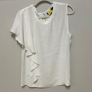 BCBG Elegant White Ruffled Women's Top asymmetrical